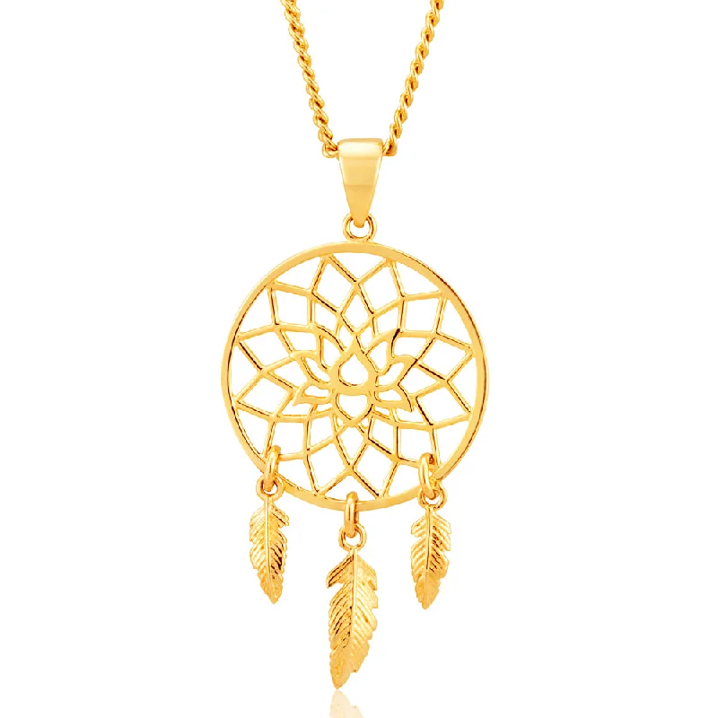 personalized initial ring stackable 9ct Yellow Gold Fancy Dream Catcher Pendant