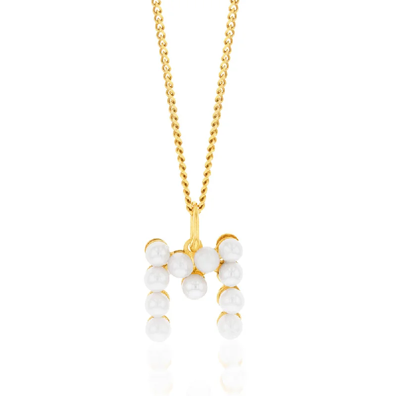 personalized pet photo necklace 9ct Yellow Gold Fresh Water Pearl Mini Initial "M" Pendant personalized pet photo necklace 9ct Yellow Gold Fresh Water Pearl Mini Initial "M" Pendant
