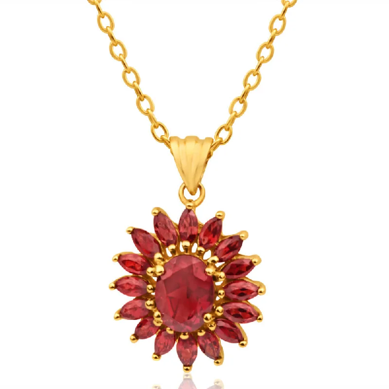 gold initial bracelet personalized 9ct Yellow Gold Garnet Pendant