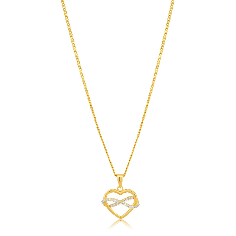 vintage diamond pendant necklace 9ct Yellow Gold Heart and Infinity Cubic Zirconia Pendant vintage diamond pendant necklace 9ct Yellow Gold Heart and Infinity Cubic Zirconia Pendant