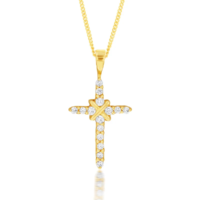 handmade leather pendant necklace 9ct Yellow Gold Impressive Cubic Zirconia Cross Pendant handmade leather pendant necklace 9ct Yellow Gold Impressive Cubic Zirconia Cross Pendant