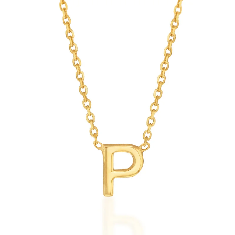 sapphire engagement ring halo 9ct Yellow Gold Initial "P" Pendant On 43cm Chain
