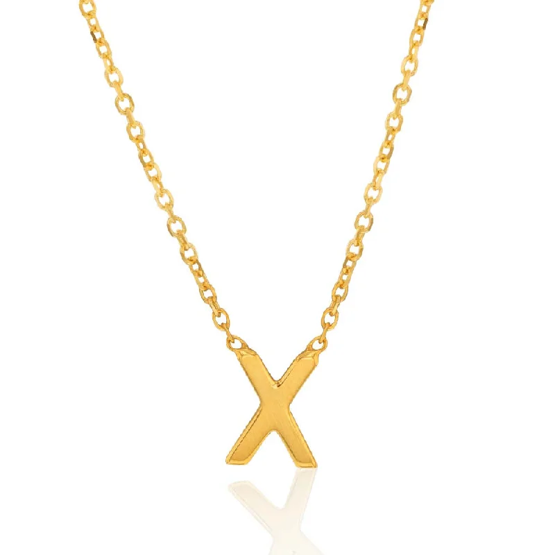 custom name necklace gold 9ct Yellow Gold Initial "X" Pendant on 43cm Chain