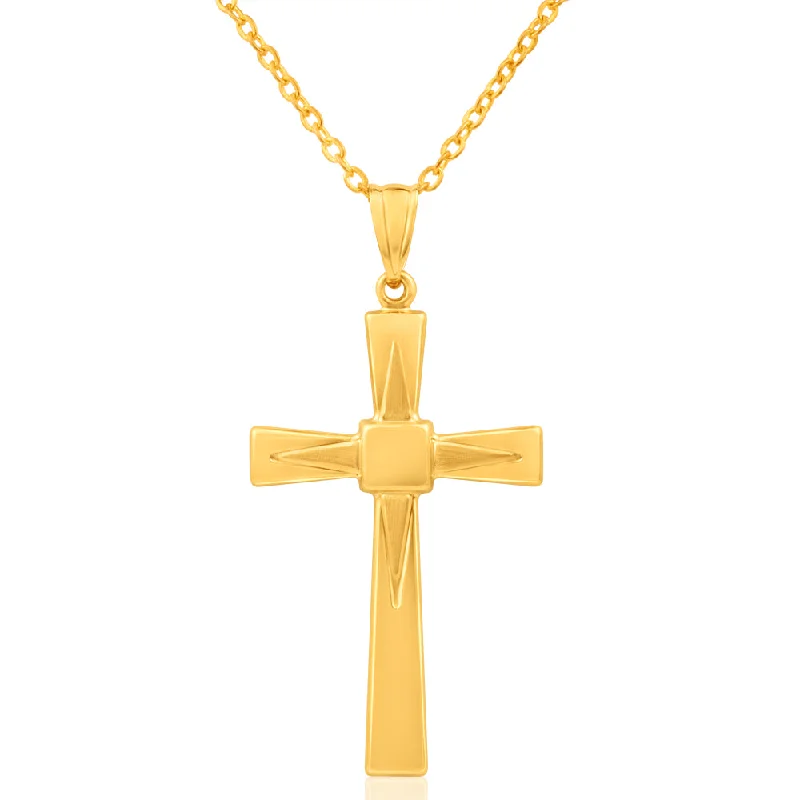 engraved pendant necklace 9ct Yellow Gold Large Fancy Cross Pendant