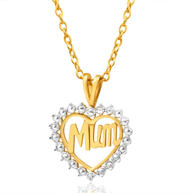 men’s beaded bracelet with charms 9ct Yellow Gold Mum 1 Diamond Pendant