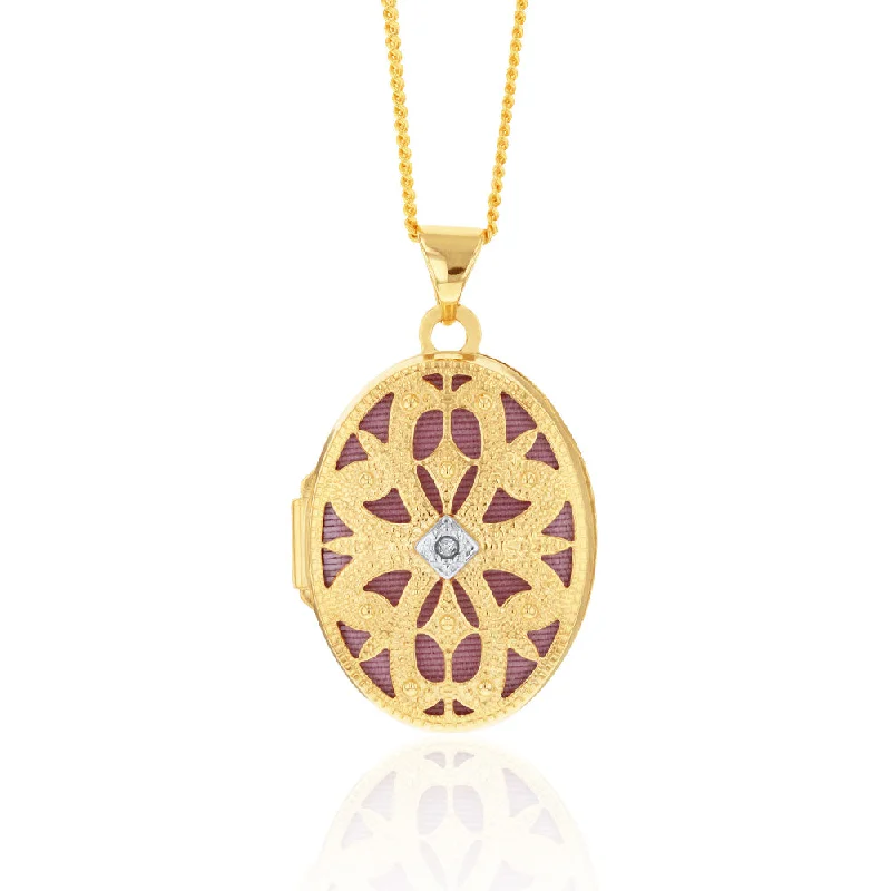 elegant marquise diamond ring 9ct Yellow Gold Oval Diamond Locket Pendant