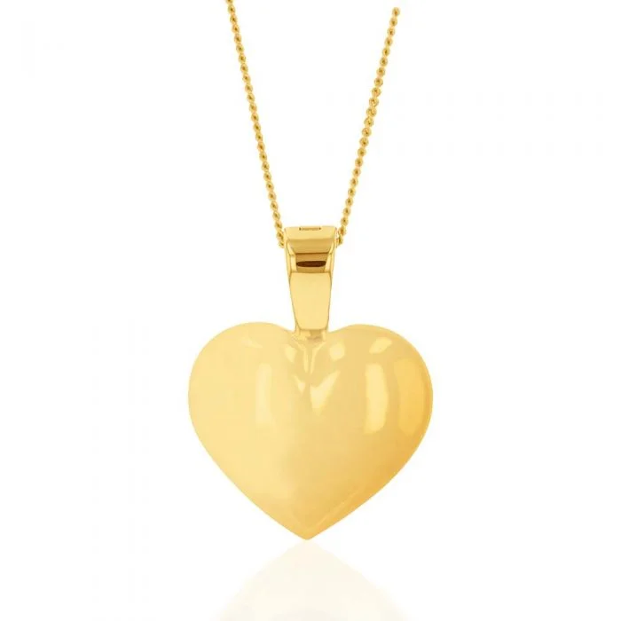 layered gold coin pendant necklace 9ct Yellow Gold Plain Heart Pendant
