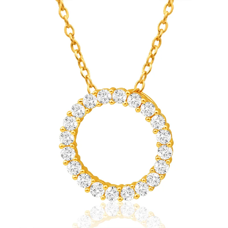 simple snake chain necklace 9ct Yellow Gold Refined Cubic Zirconia Pendant