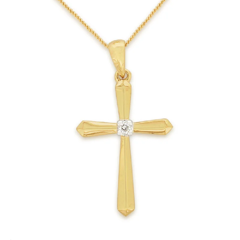modern geometric earrings gold 9ct Yellow Gold Religious Diamond Pendant