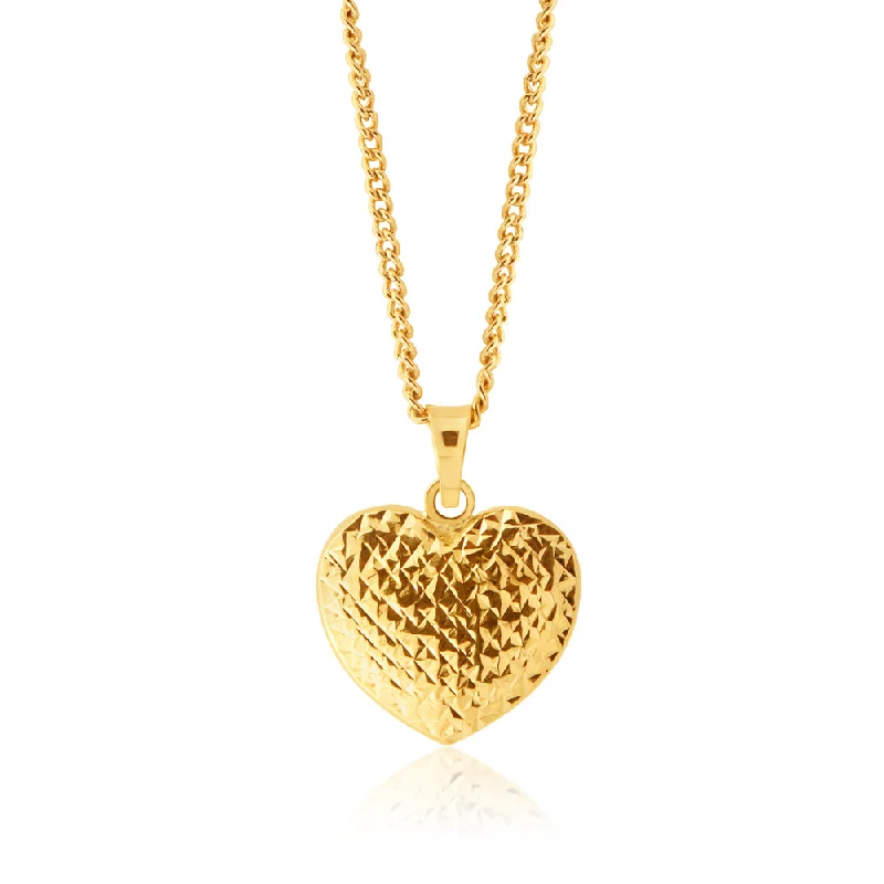 customized infinity bracelet 9ct Yellow Gold Scroll Heart Pendant