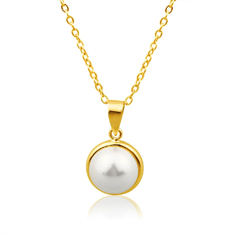 amethyst gemstone engagement ring 9ct Yellow Gold Simulated 9mm Pearl Pendant