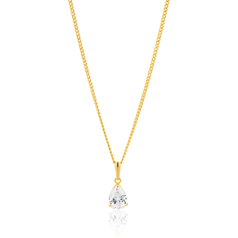 silver dragon claw ring 9ct Yellow Gold Teardrop Zirconia Pendant