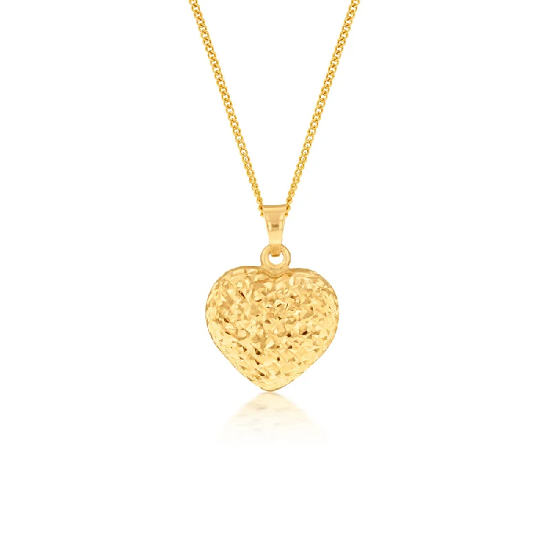 handmade resin flower earrings 9ct Yellow Gold Textured Diamond Cut Heart Pendant