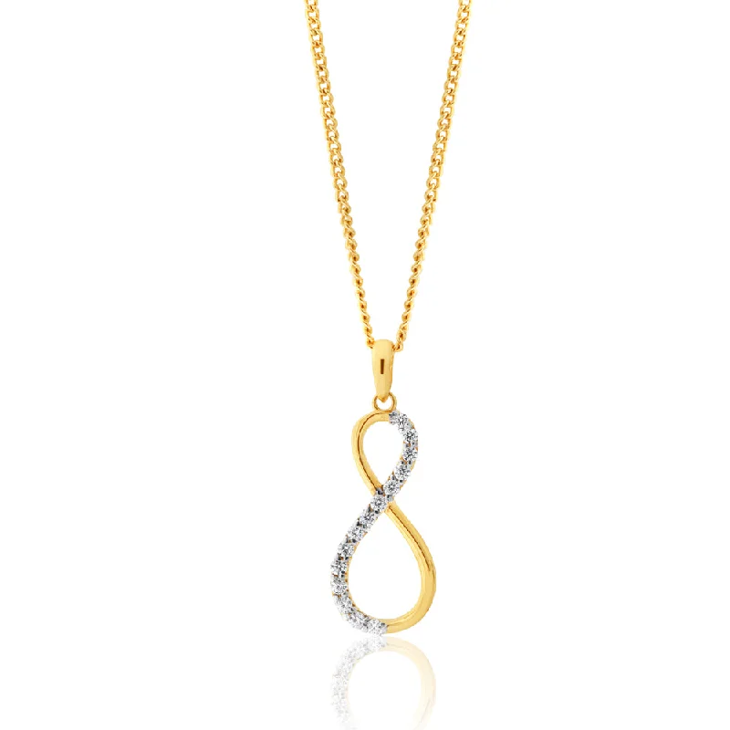 boho macrame bead anklet 9ct Yellow Gold Zirconia Infinity Pendant