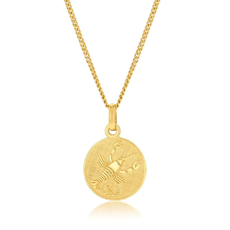 personalized gemstone pendant necklace 9ct Yellow Gold Zodiac Cancer Pendant