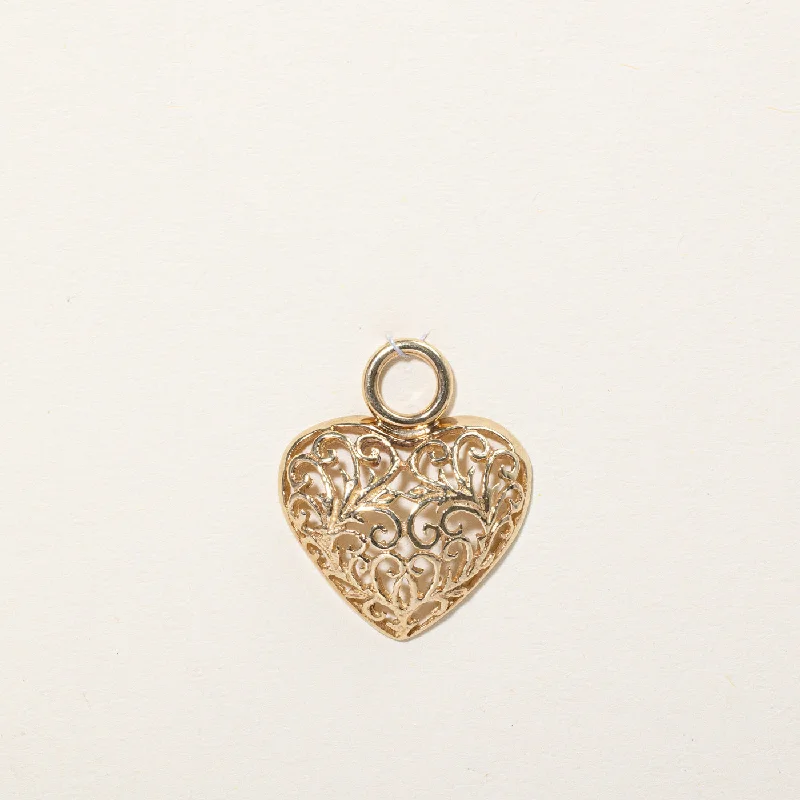 vintage diamond drop necklace 9k Yellow Gold Lattice Heart Pendant
