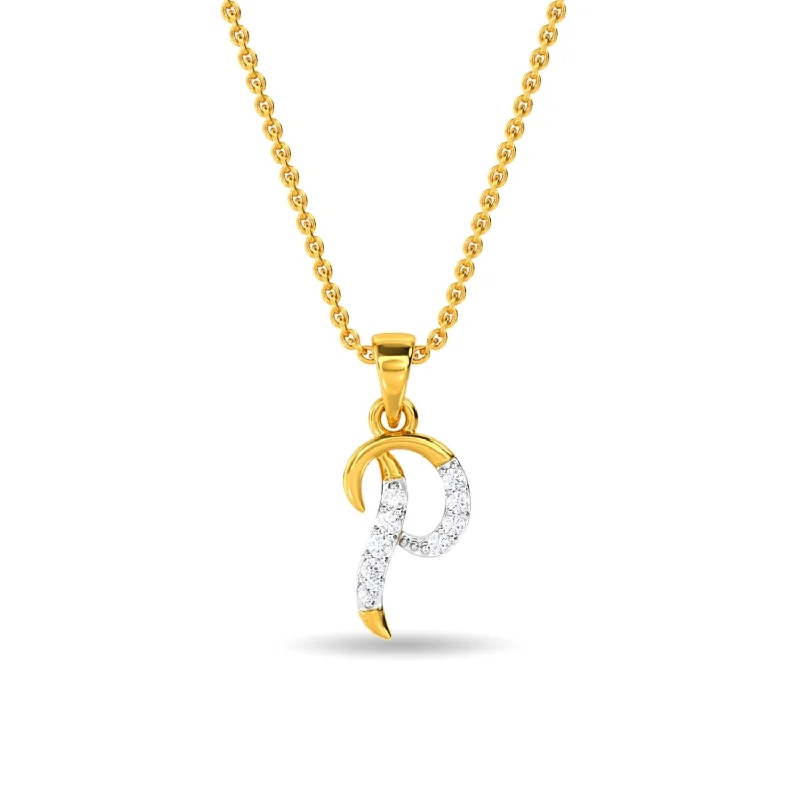 delicate gold band ring Alphabet P Pendant