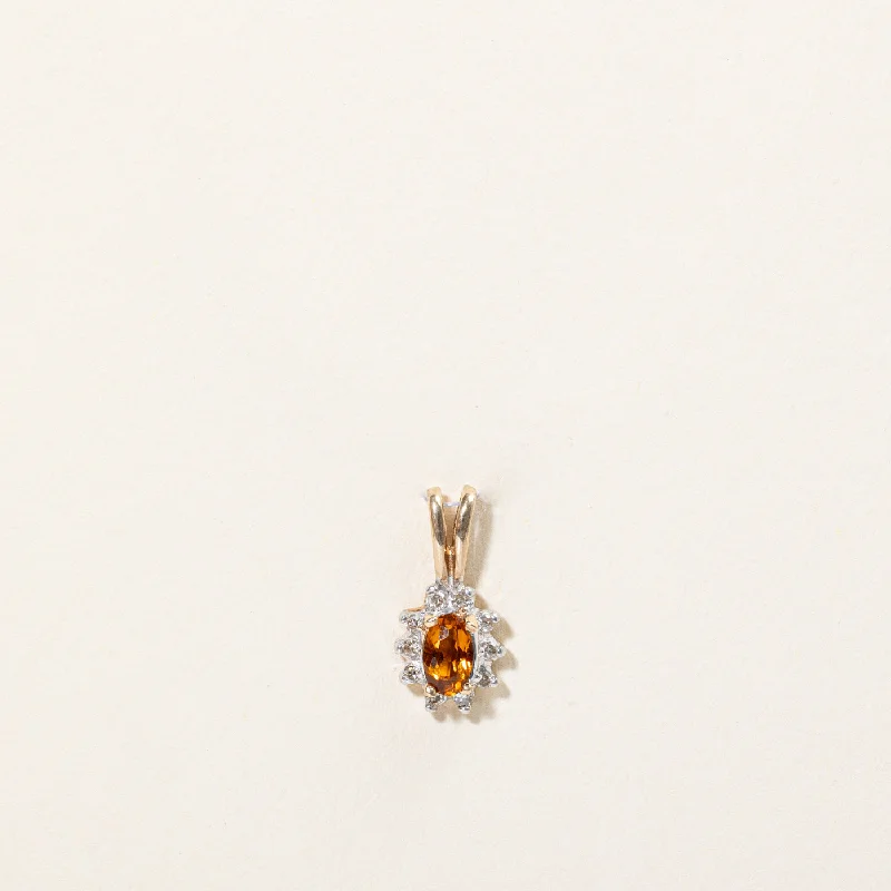 hammered silver wedding band Citrine & Diamond Pendant | 0.20ct, 0.05ctw |