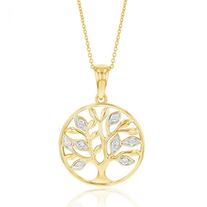 classic pearl strand necklace Flawless 10-14PT Diamond Tree of Life Pendant Set In 9ct Yellow Gold on Tiffany Chain