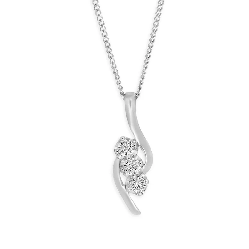 silver wave ring dainty Flawless Cut 9ct White Gold Diamond Pendant (TW=15pt)