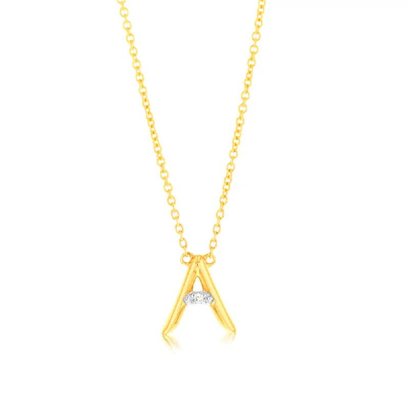 chunky boho turquoise ring Initial A Diamond Pendant in 9ct Yellow Gold