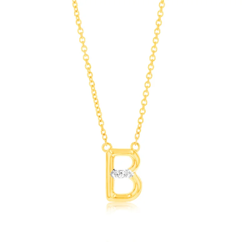 handcrafted gemstone toe ring Initial B Diamond Pendant in 9ct Yellow Gold