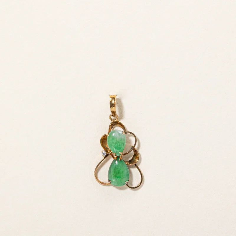 solid gold disc charm bracelet Jadeite & Diamond Pendant | 1.20ctw, 0.01ct |