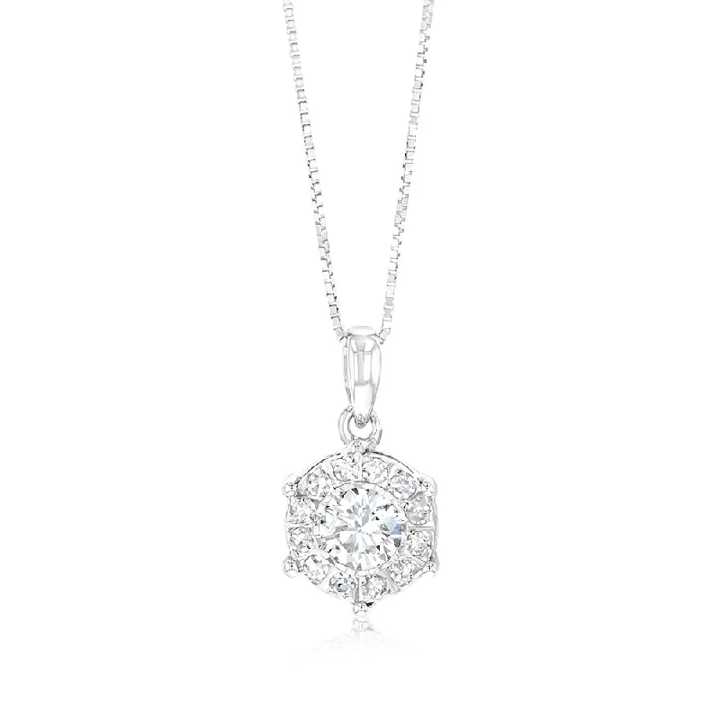 vintage flower brooch pin Luminesce Lab Grown 1/2 Carat Diamond Pendant in 9ct White Gold with Chain