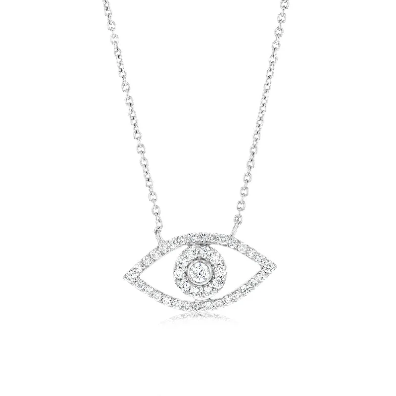 white gold diamond cluster ring Luminesce Lab Grown 1/4 Carat Diamond Evil Eye Pendant in Sterling Silver