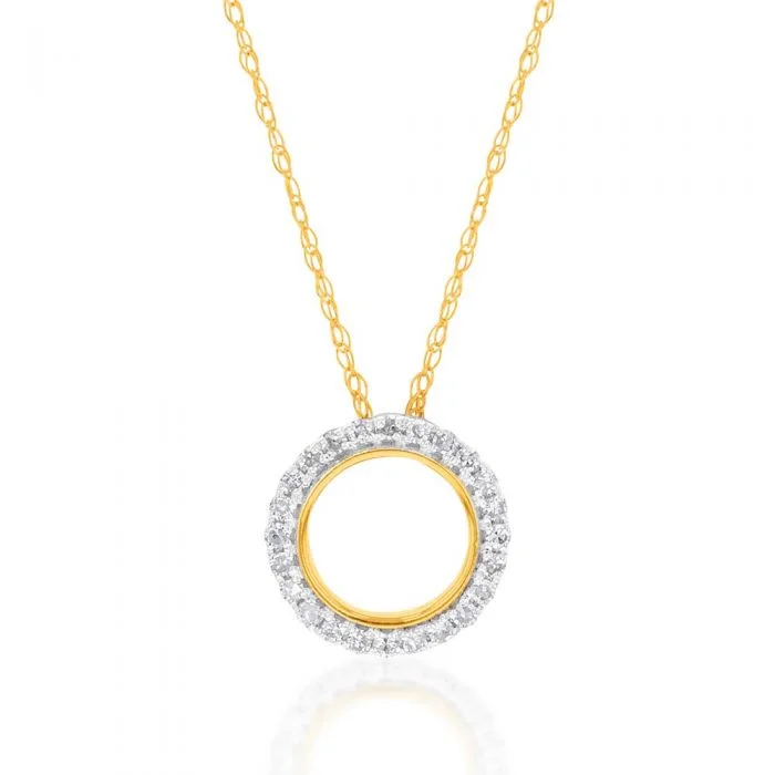 dainty rose gold chain bracelet Luminesce Lab Grown 9ct Yellow Gold 0.10 Carat Diamond Circle of Life Pendant