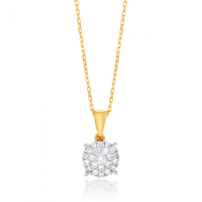 round cut diamond engagement ring Luminesce Lab Grown Diamond 1/4 Carat Cluster Pendant in 9ct Yellow Gold With Chain round cut diamond engagement ring Luminesce Lab Grown Diamond 1/4 Carat Cluster Pendant in 9ct Yellow Gold With Chain