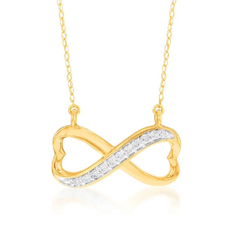 dainty gold chain earrings Luminesce Lab Grown Infinity Diamond Pendant in 9ct Yellow Gold dainty gold chain earrings Luminesce Lab Grown Infinity Diamond Pendant in 9ct Yellow Gold