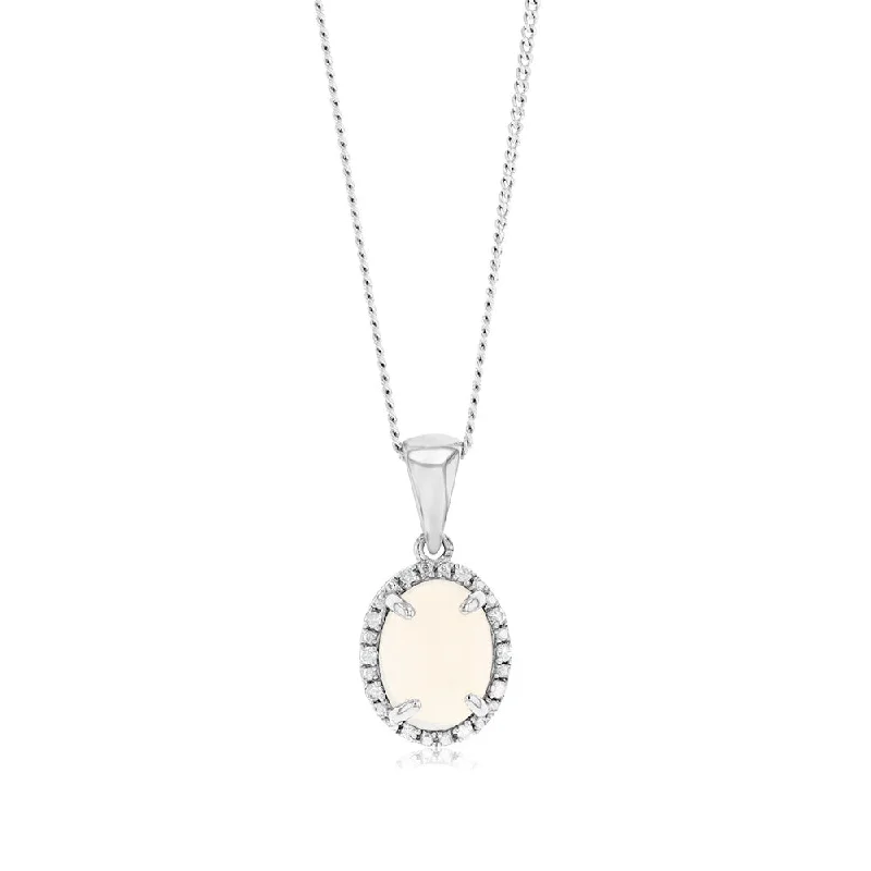 men’s hammered titanium ring Opal & 5 Points Diamond Pendant in Sterling Silver