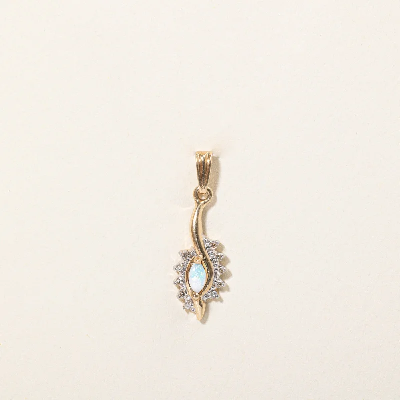 elegant art deco necklace Opal & Diamond Pendant | 0.14ct, 0.05ctw |