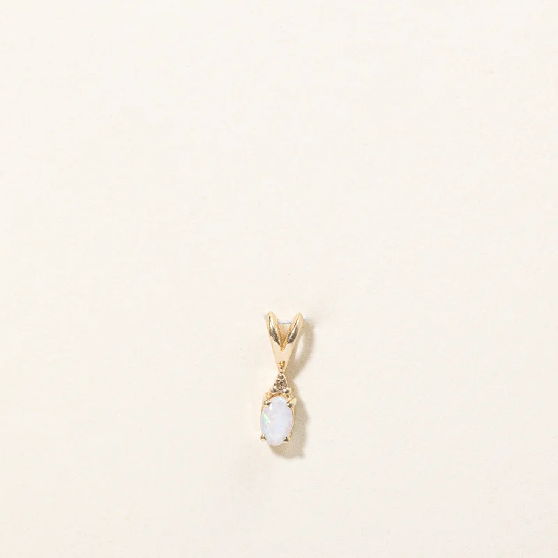 handcrafted opal inlay ring Opal & Diamond Pendant | 0.16ct, 0.01ct |
