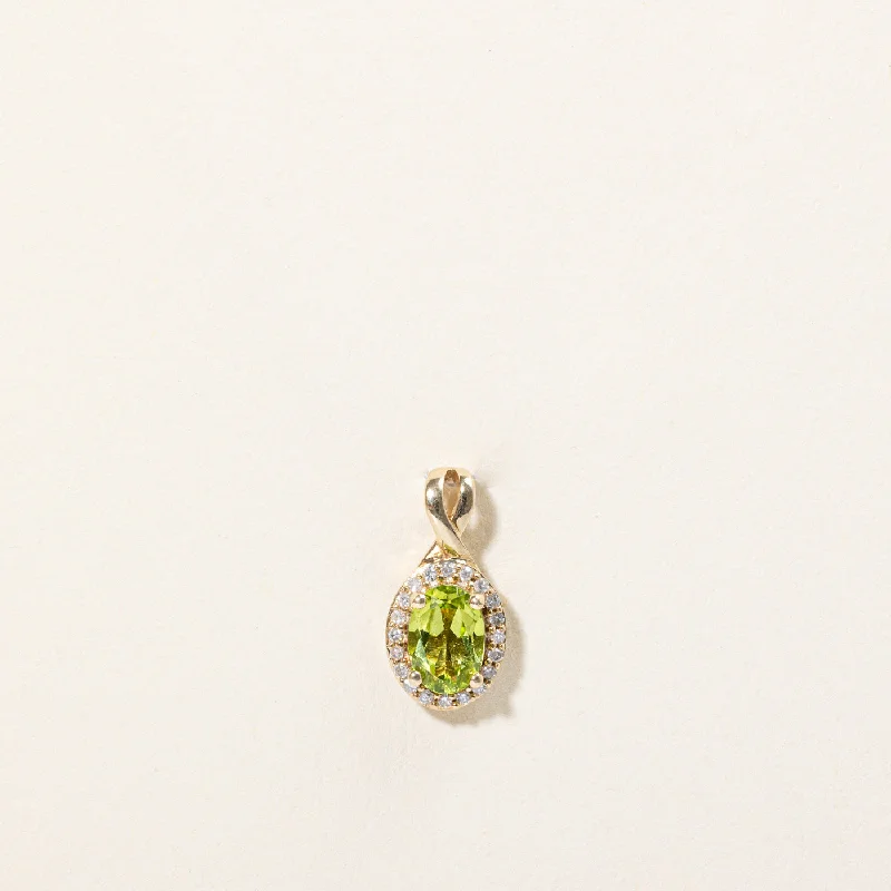 vintage floral engagement ring Peridot & Diamond Pendant | 0.60ct, 0.07ctw |