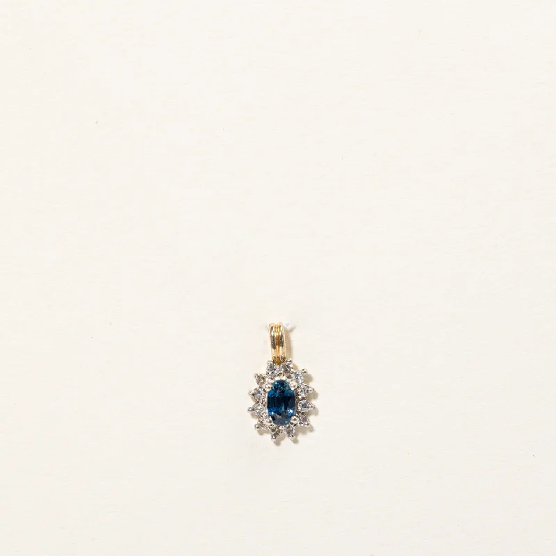 gold choker necklace simple Sapphire & Diamond Pendant | 0.30ct, 0.12ctw |
