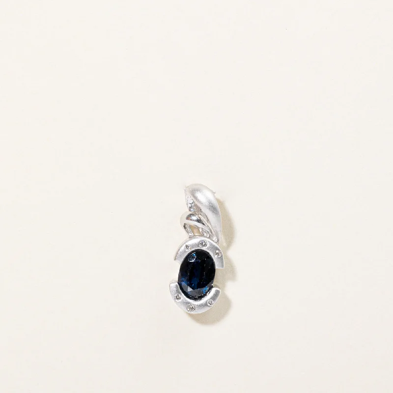 boho beaded statement necklace Sapphire & Diamond Pendant | 1.20ct, 0.03ctw |