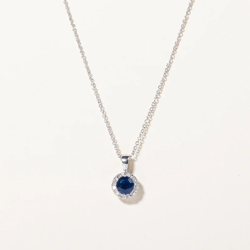 Sapphire & Diamond Pendant Necklace | 0.35ct, 0.025ctw | 18" |