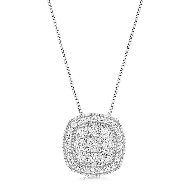 personalized silver cuff bracelet Sterling Silver 0.45 Carat Diamond Cushion Cluster Pendant with Round Brilliant Cut Diamonds on 45cm Chain personalized silver cuff bracelet Sterling Silver 0.45 Carat Diamond Cushion Cluster Pendant with Round Brilliant Cut Diamonds on 45cm Chain
