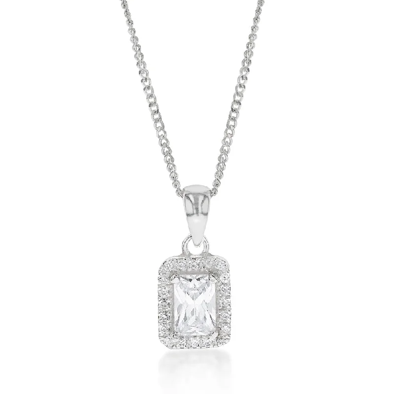 unique gemstone necklace handmade Sterling Silver Cubic Zirconia Square Halo Pendant unique gemstone necklace handmade Sterling Silver Cubic Zirconia Square Halo Pendant