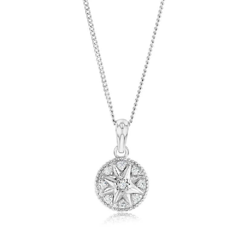 celestial orbit ring set Sterling Silver Cubic Zirconia Star On Round Pendant