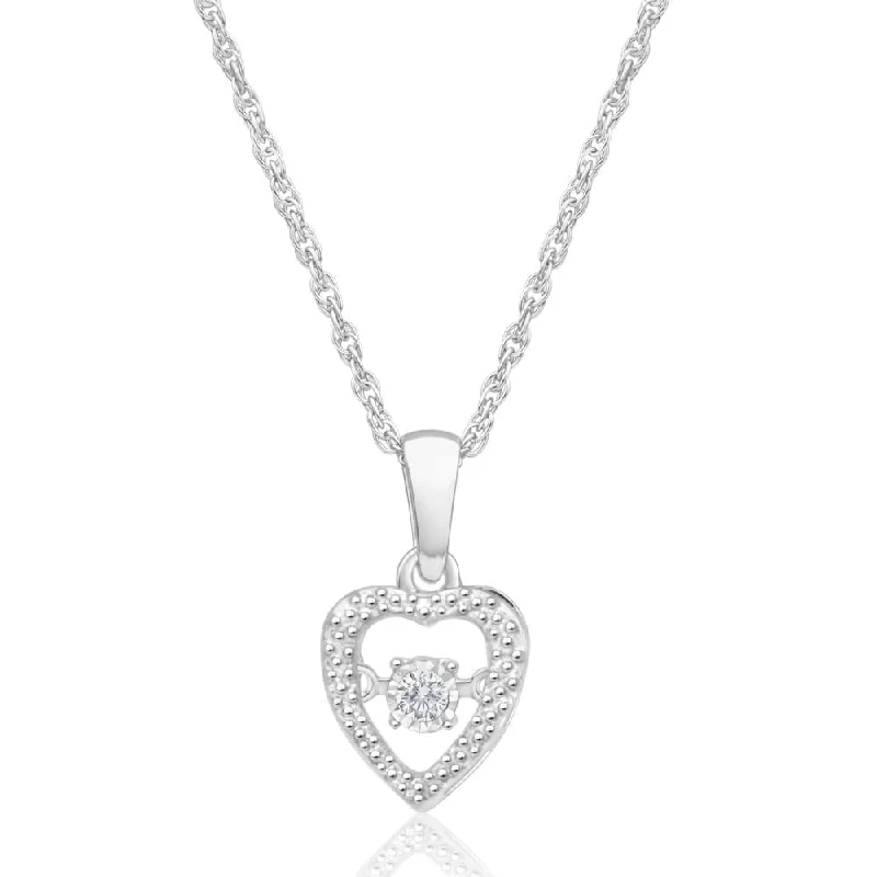celestial moon and star necklace Sterling Silver Dancing Diamond Heart Pendant with 45cm Rope Chain celestial moon and star necklace Sterling Silver Dancing Diamond Heart Pendant with 45cm Rope Chain
