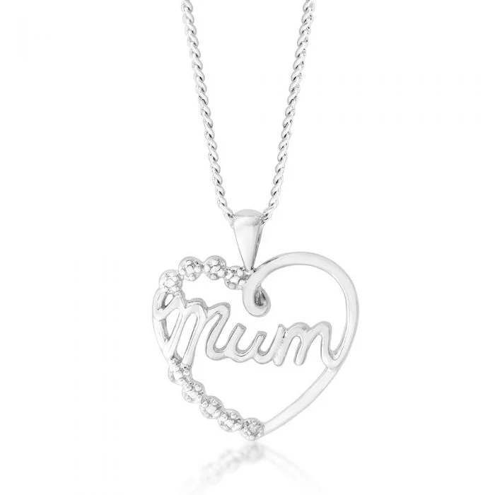 vintage filigree locket necklace Sterling Silver Diamond Mum Heart Pendant
