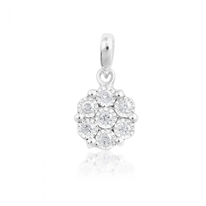 bezel set engagement ring modern Sterling Silver Diamond  Pendant on 46cm Chain