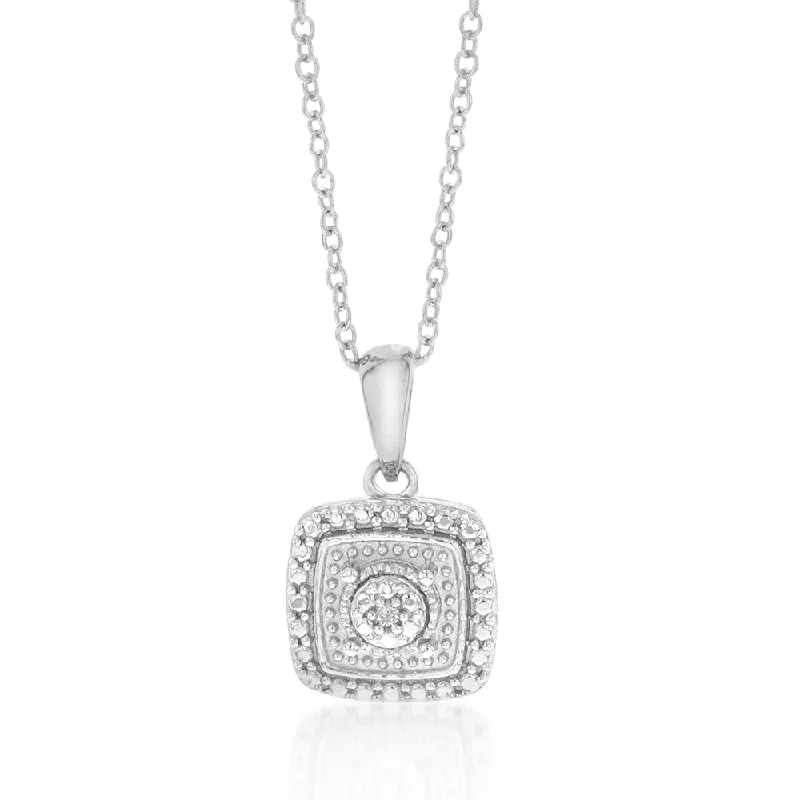 sapphire halo engagement ring Sterling Silver With Diamond Cushion Shape Pendant