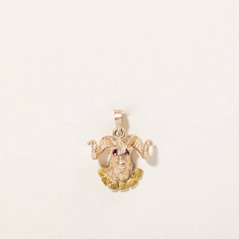 minimalist cubic zirconia earrings Synthetic Ruby & Natural Gold Nugget Ram Charm | 0.03ctw | minimalist cubic zirconia earrings Synthetic Ruby & Natural Gold Nugget Ram Charm | 0.03ctw |