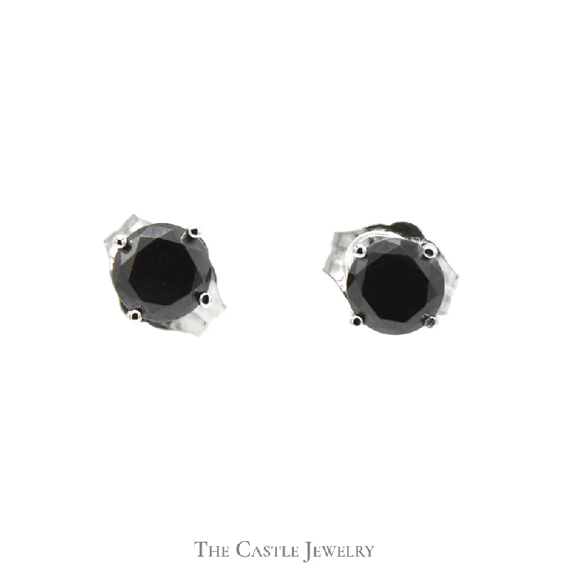 dainty feather charm necklace 1/2cttw Black Diamond Stud Earrings in 14k White Gold dainty feather charm necklace 1/2cttw Black Diamond Stud Earrings in 14k White Gold