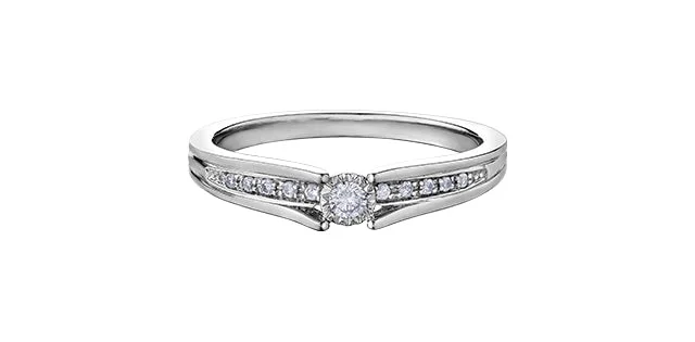 hexagon-shaped engagement ring unique .10CT Diamond Ring: White Gold