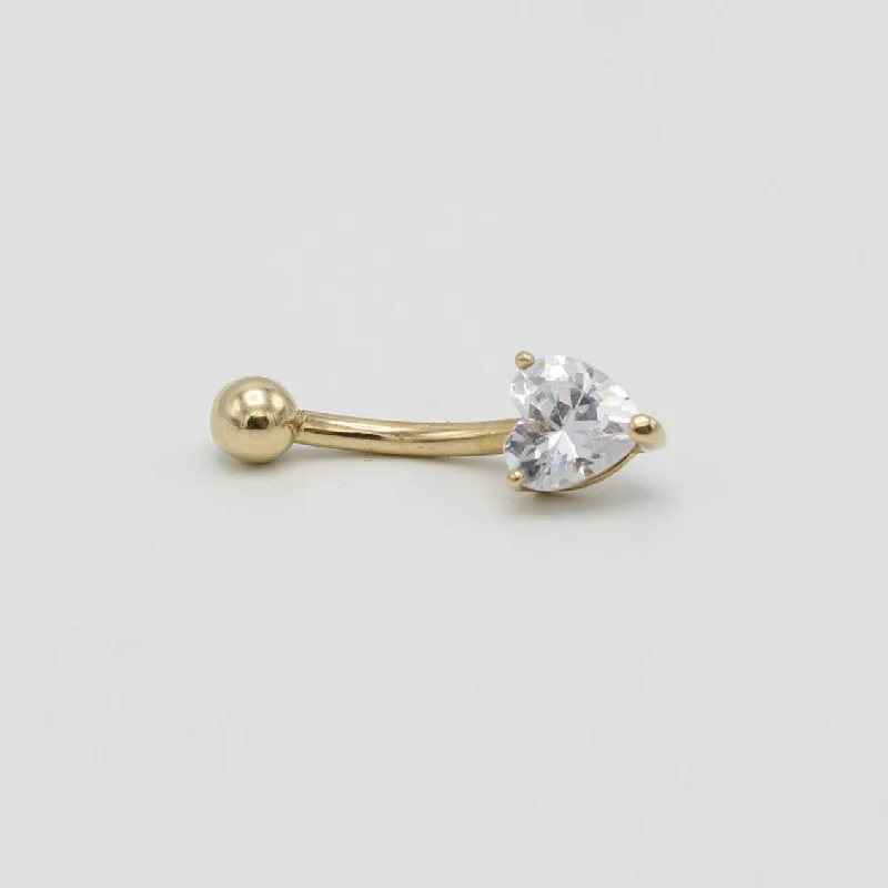 bohemian anklet with shells 14K Heart Belly Piercing Cz Stones Yellow Gold